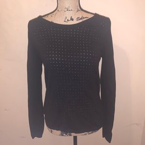 a.n.a • Black Crew Neck Sweater with Holes
